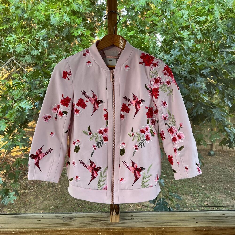 Ted Baker Women's Leelah Soft Blossom Bomber Jacket Baby Pink Size 1 (U.S. 4)